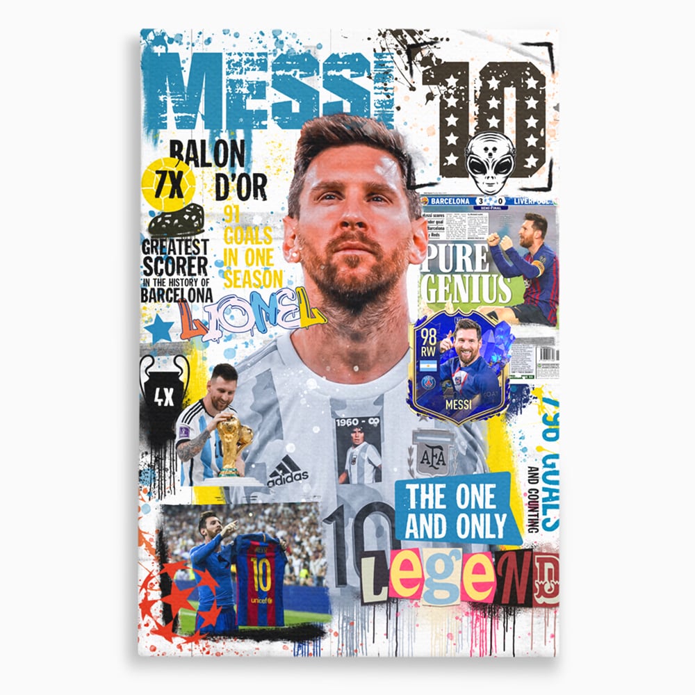 Tablou Canvas Premium LuxCanva® A1010, Lionel Messi ,Decorativ, Sport, Fotbal, Culori Vibrante