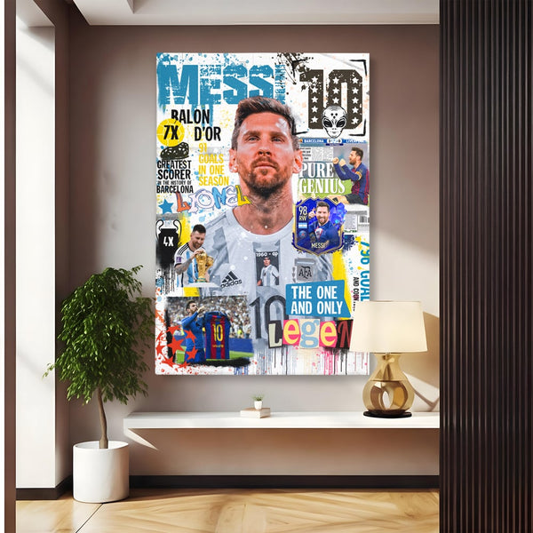 Tablou Canvas Premium LuxCanva® A1010, Lionel Messi ,Decorativ, Sport, Fotbal, Culori Vibrante