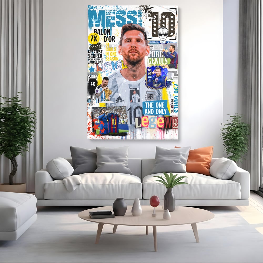 Tablou Canvas Premium LuxCanva® A1010, Lionel Messi ,Decorativ, Sport, Fotbal, Culori Vibrante