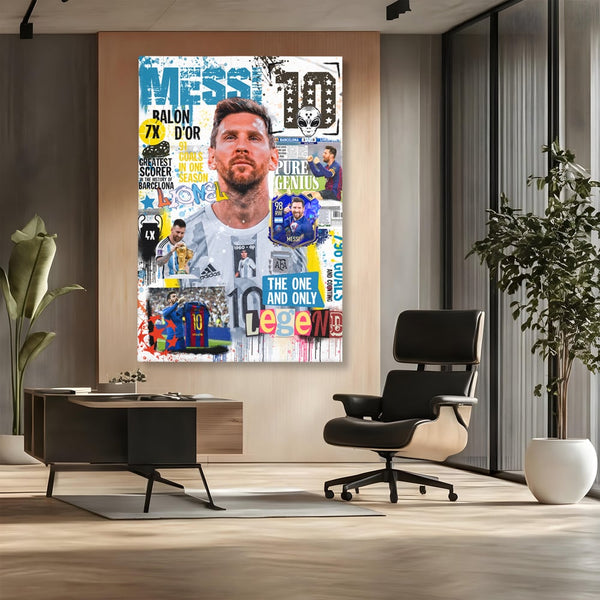 Tablou Canvas Premium LuxCanva® A1010, Lionel Messi ,Decorativ, Sport, Fotbal, Culori Vibrante
