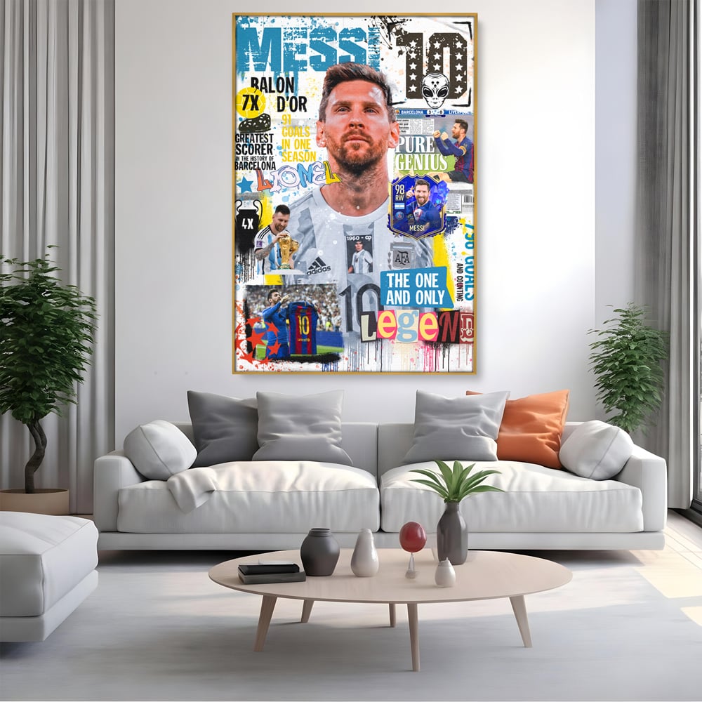 Leinwandbilder Premium LuxCanva® A1010, Lionel Messi ,Dekorativ, Sport, Fußball, Lebendige Farben