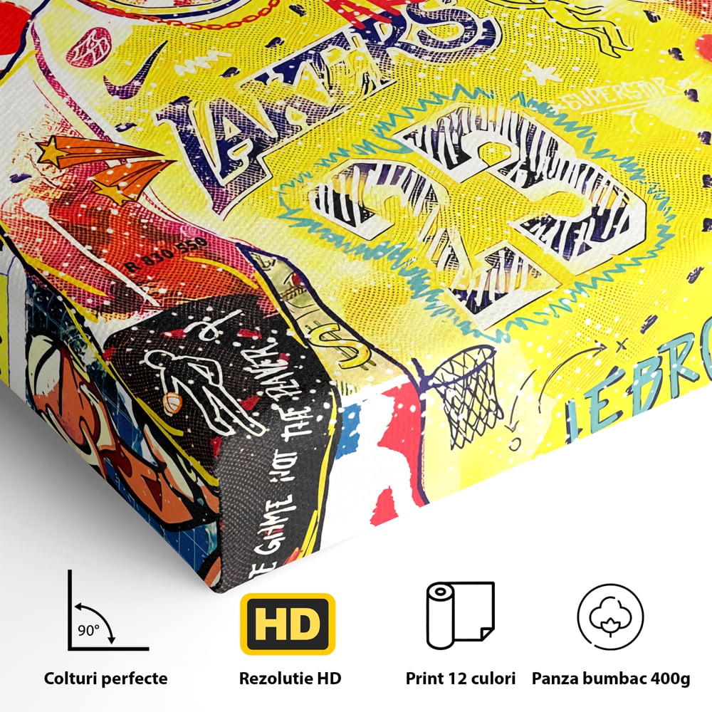 Tablou Canvas Premium LuxCanva® A1012, LeBron James , Decorativ, Sport, Baschet, Culori Vibrante