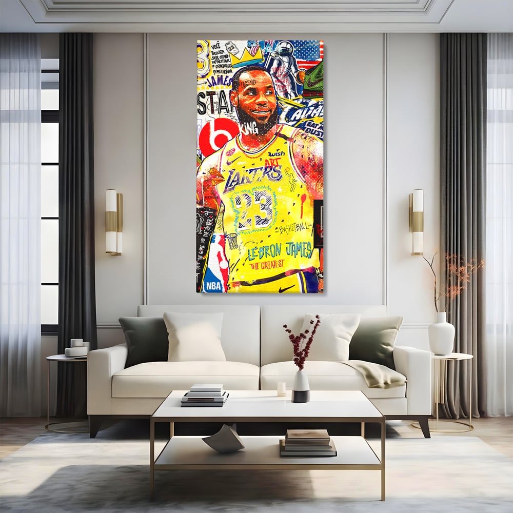 Fotoleinwand Canvas Premium LuxCanva® A1012, LeBron James , Dekorativ, Sport, Basketball, Lebendige Farben