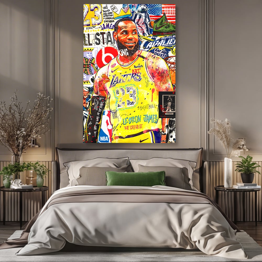 Tablou Canvas Premium LuxCanva® A1012, LeBron James , Decorativ, Sport, Baschet, Culori Vibrante