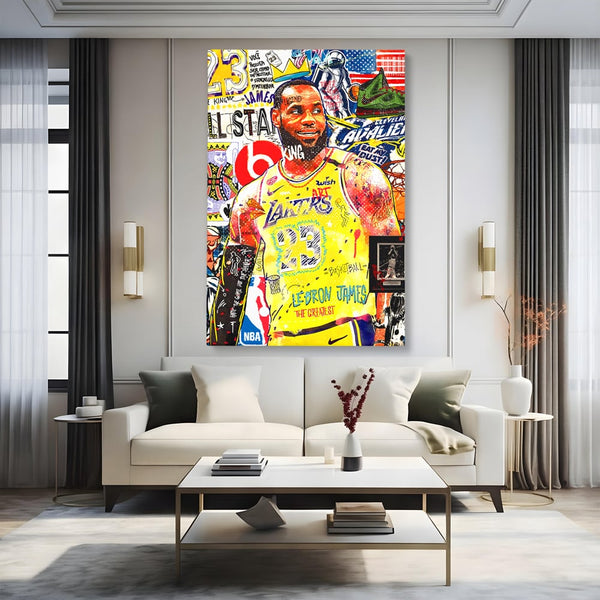 Tablou Canvas Premium LuxCanva® A1012, LeBron James , Decorativ, Sport, Baschet, Culori Vibrante