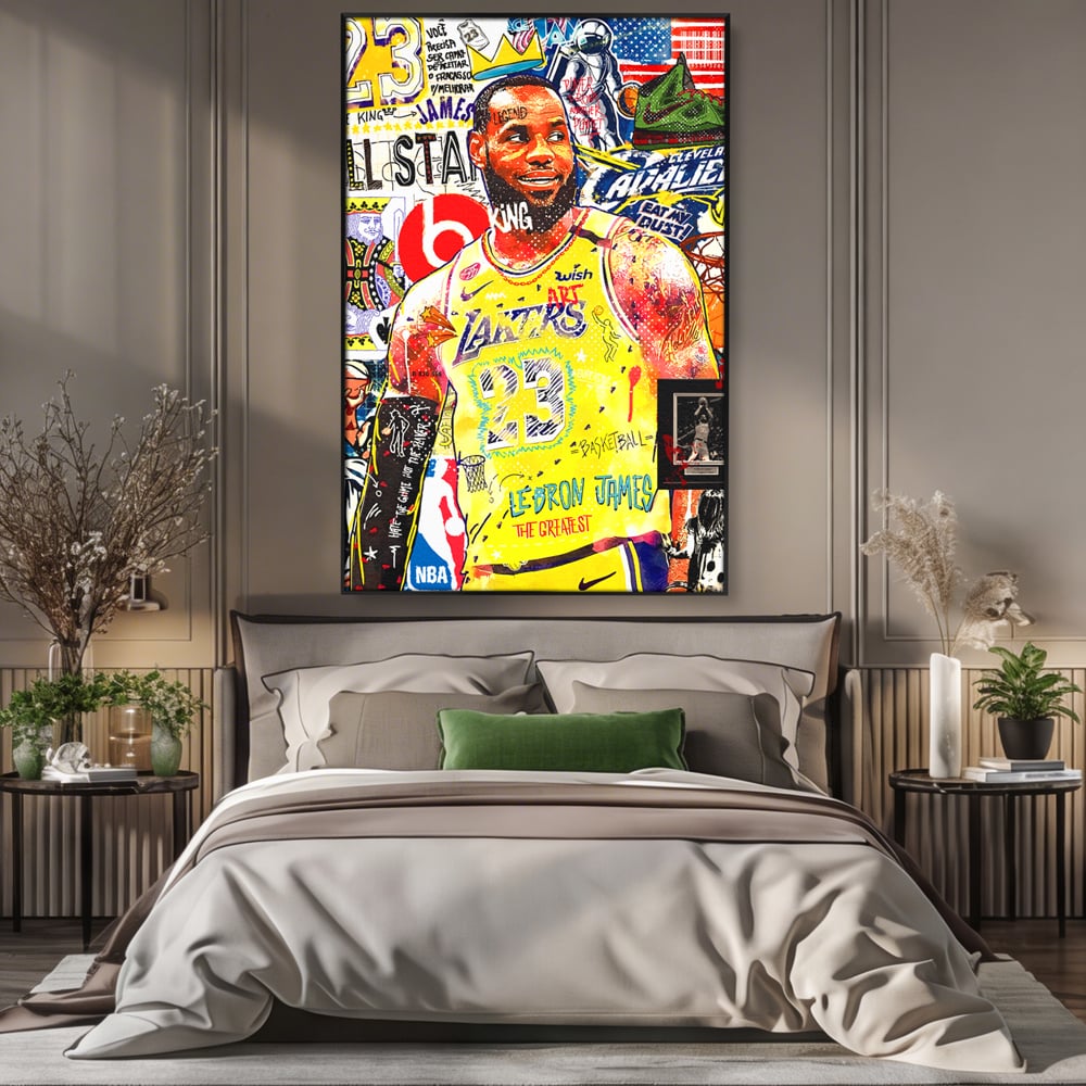 Fotoleinwand Canvas Premium LuxCanva® A1012, LeBron James , Dekorativ, Sport, Basketball, Lebendige Farben