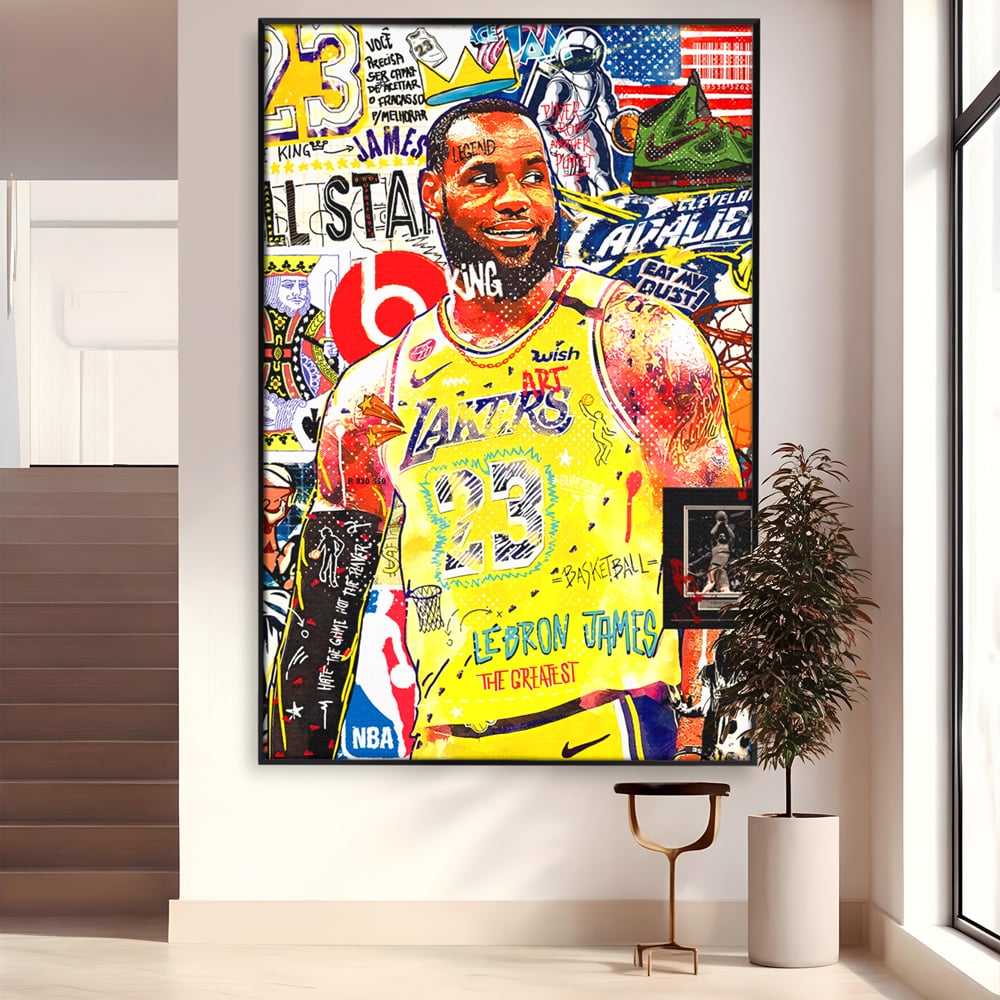 Fotoleinwand Canvas Premium LuxCanva® A1012, LeBron James , Dekorativ, Sport, Basketball, Lebendige Farben