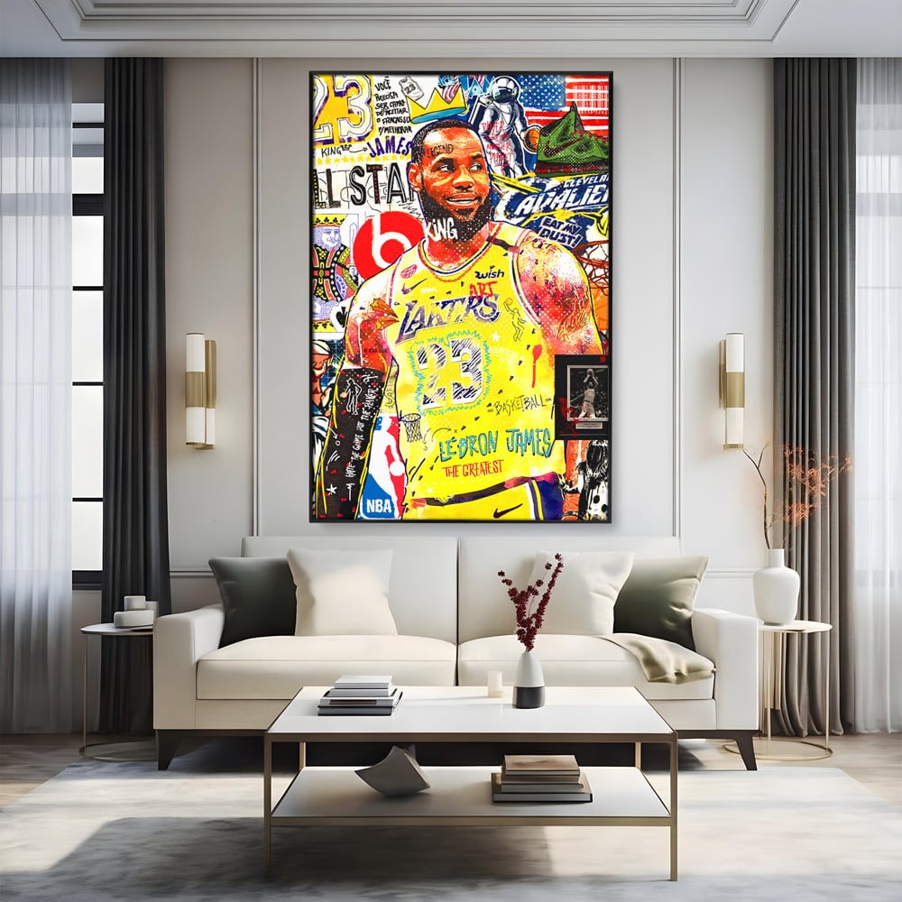 Fotoleinwand Canvas Premium LuxCanva® A1012, LeBron James , Dekorativ, Sport, Basketball, Lebendige Farben