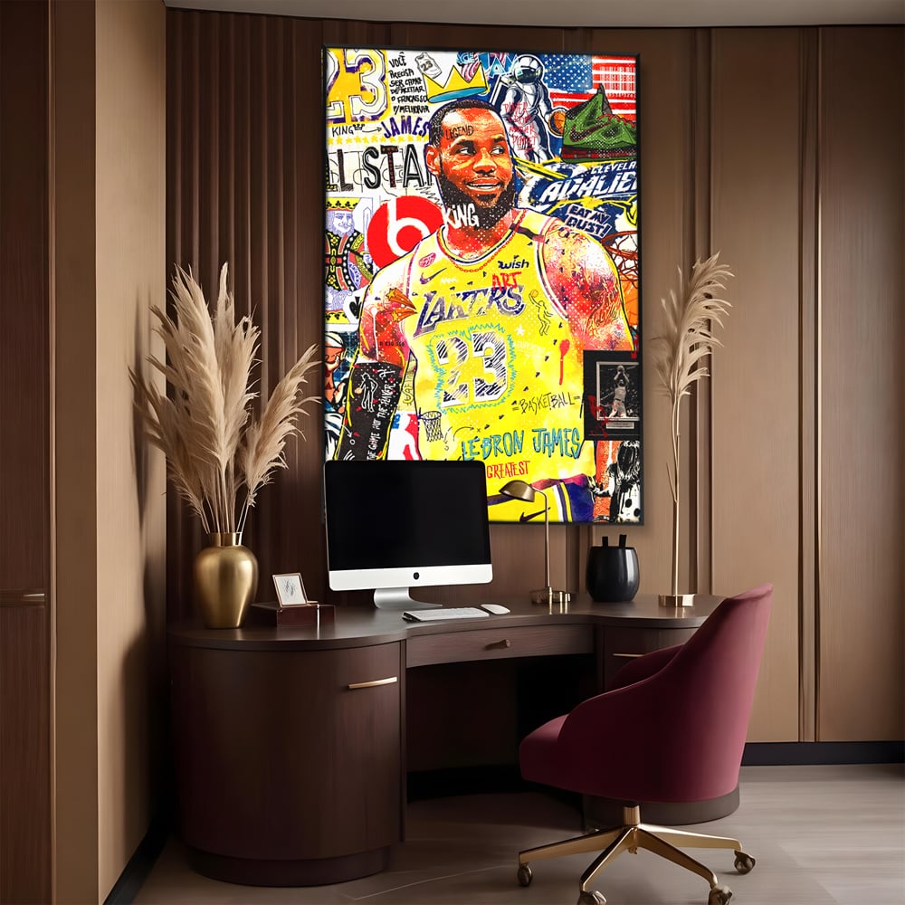 Fotoleinwand Canvas Premium LuxCanva® A1012, LeBron James , Dekorativ, Sport, Basketball, Lebendige Farben