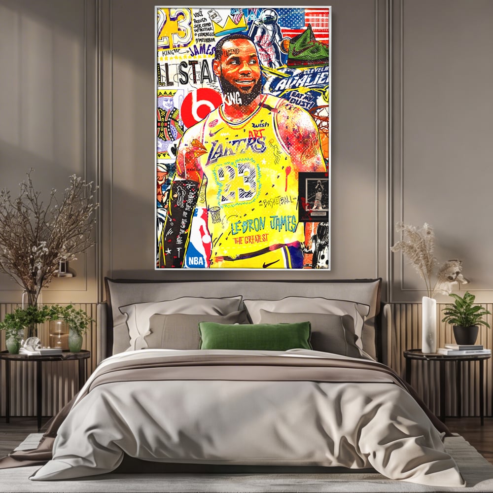 Fotoleinwand Canvas Premium LuxCanva® A1012, LeBron James , Dekorativ, Sport, Basketball, Lebendige Farben