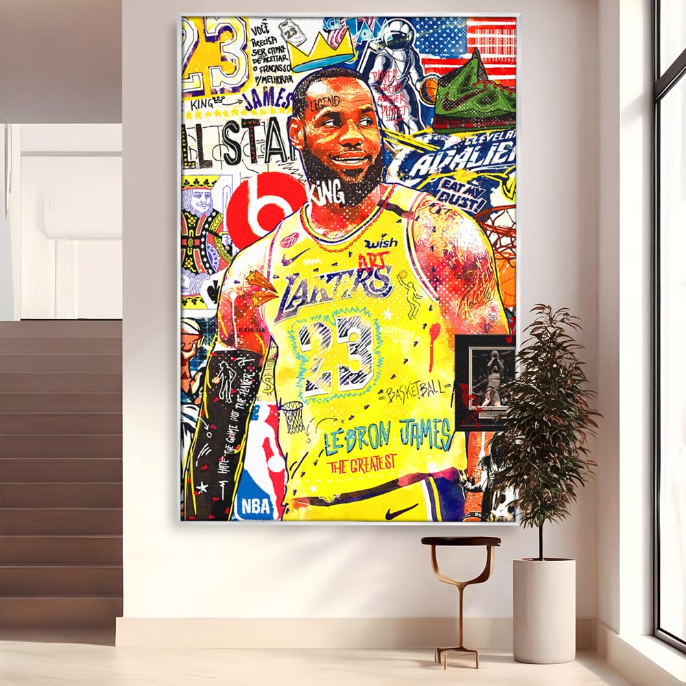 Fotoleinwand Canvas Premium LuxCanva® A1012, LeBron James , Dekorativ, Sport, Basketball, Lebendige Farben
