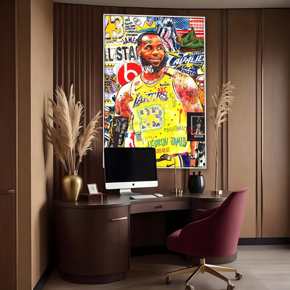 Fotoleinwand Canvas Premium LuxCanva® A1012, LeBron James , Dekorativ, Sport, Basketball, Lebendige Farben