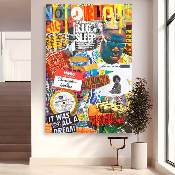 Tablou Canvas Premium LuxCanva® A1014, The Notorious Biggie , Decorativ, Cantaret, Artisit, Rapper, Motivational, Culori Vibrante