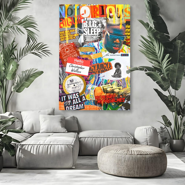 Tablou Canvas Premium LuxCanva® A1014, The Notorious Biggie , Decorativ, Cantaret, Artisit, Rapper, Motivational, Culori Vibrante