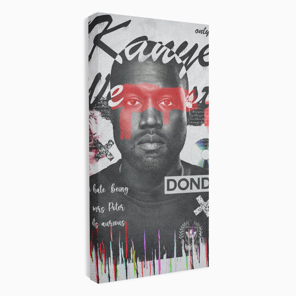 Tablou Canvas Premium LuxCanva® A1015, Kanye Omari West , Decorativ, Cantaret, Artisit, Rapper, Culori Vibrante