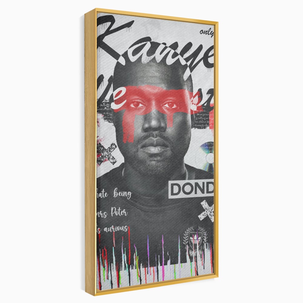 Tablou Canvas Premium LuxCanva® A1015, Kanye Omari West , Decorativ, Cantaret, Artisit, Rapper, Culori Vibrante