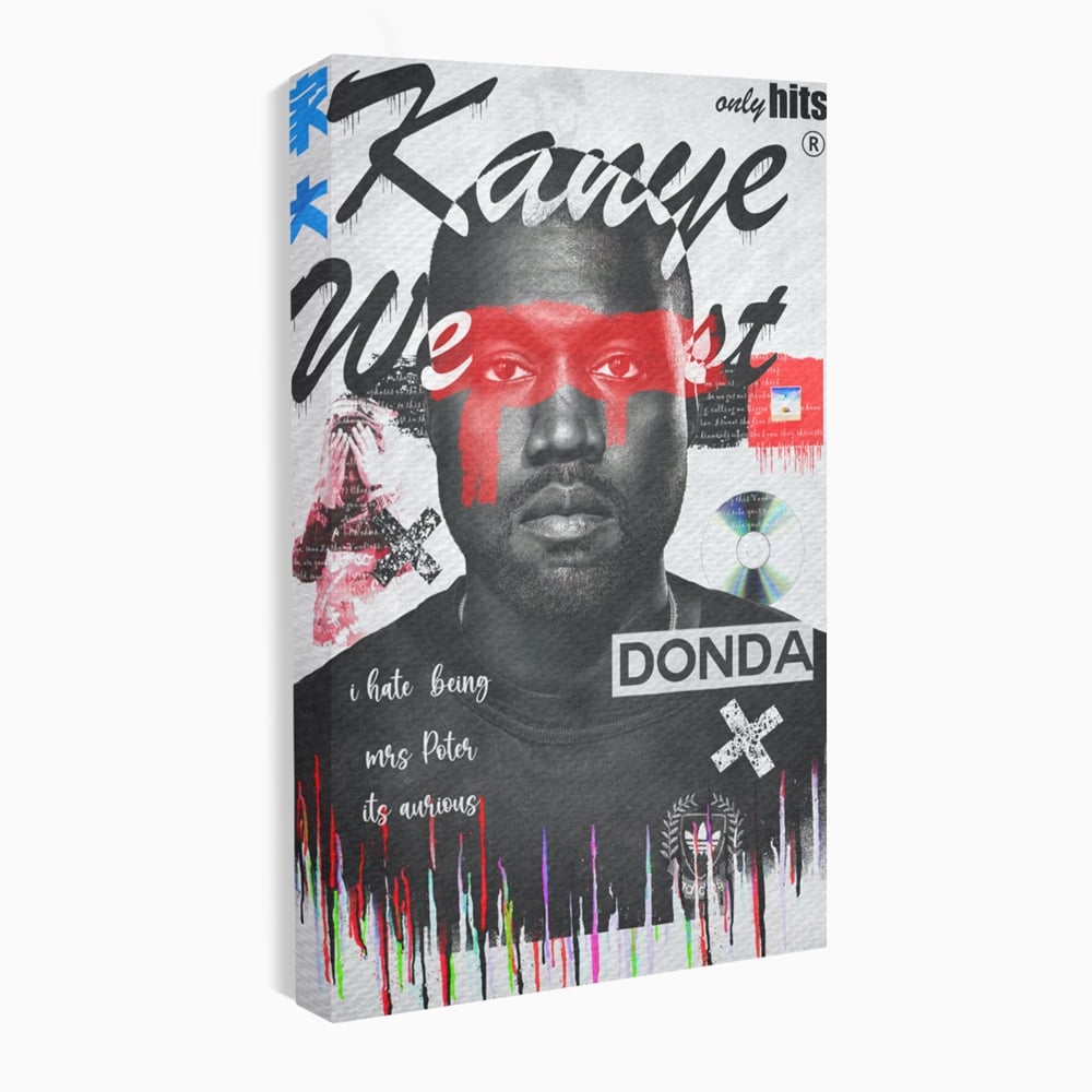 Tablou Canvas Premium LuxCanva® A1015, Kanye Omari West , Decorativ, Cantaret, Artisit, Rapper, Culori Vibrante