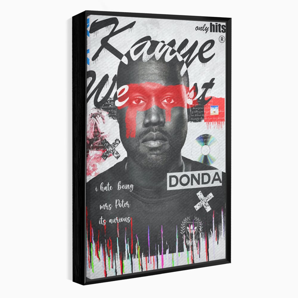 Tablou Canvas Premium LuxCanva® A1015, Kanye Omari West , Decorativ, Cantaret, Artisit, Rapper, Culori Vibrante