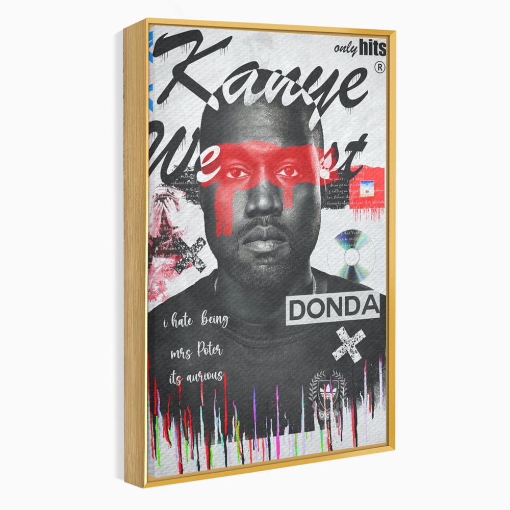 Tablou Canvas Premium LuxCanva® A1015, Kanye Omari West , Decorativ, Cantaret, Artisit, Rapper, Culori Vibrante