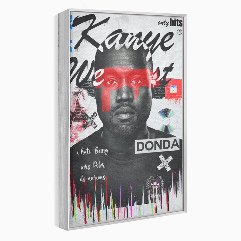 Tablou Canvas Premium LuxCanva® A1015, Kanye Omari West , Decorativ, Cantaret, Artisit, Rapper, Culori Vibrante