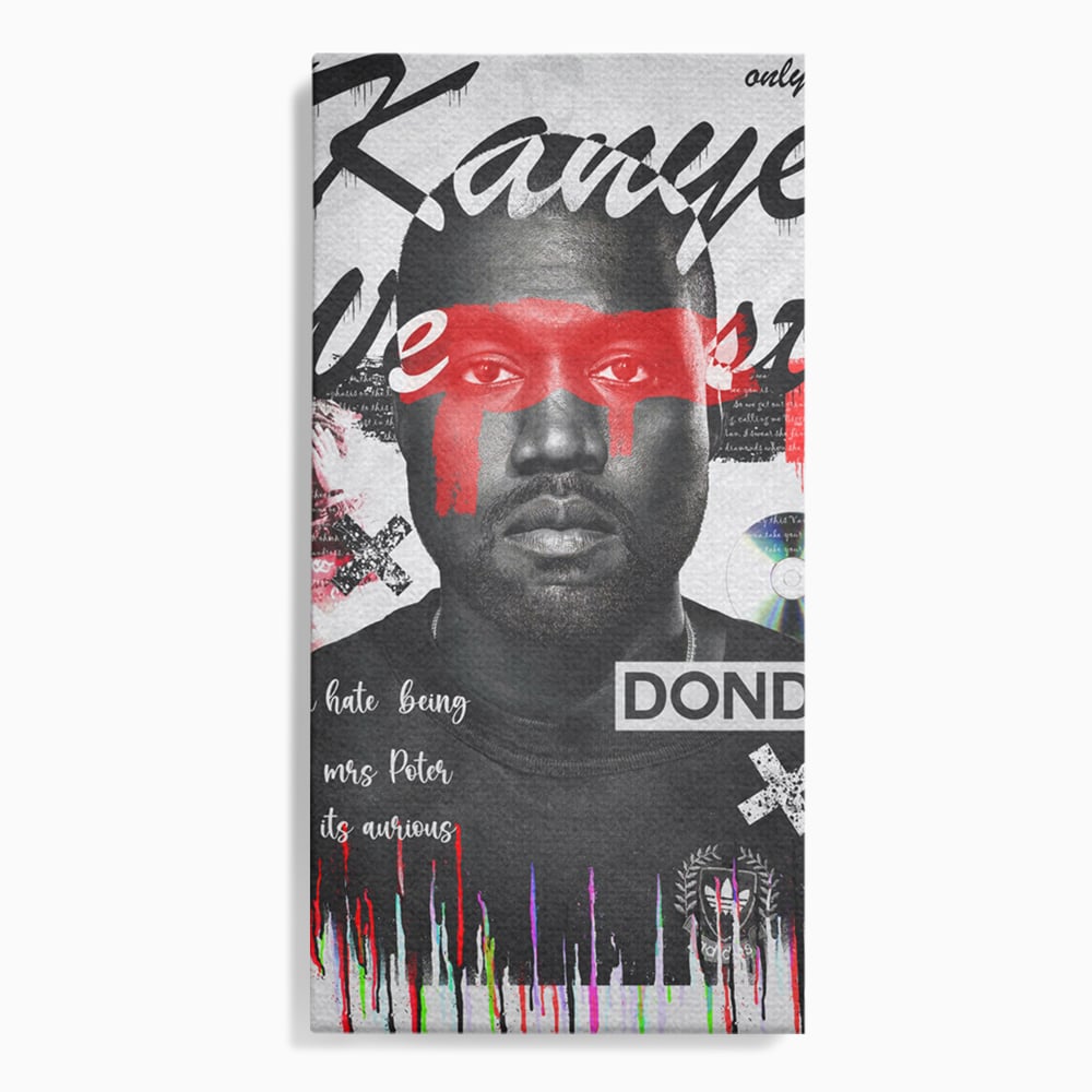 Tablou Canvas Premium LuxCanva® A1015, Kanye Omari West , Decorativ, Cantaret, Artisit, Rapper, Culori Vibrante