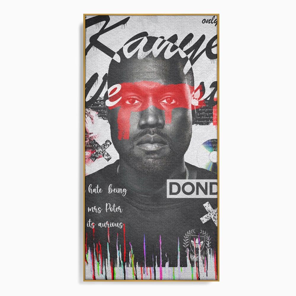 Tablou Canvas Premium LuxCanva® A1015, Kanye Omari West , Decorativ, Cantaret, Artisit, Rapper, Culori Vibrante