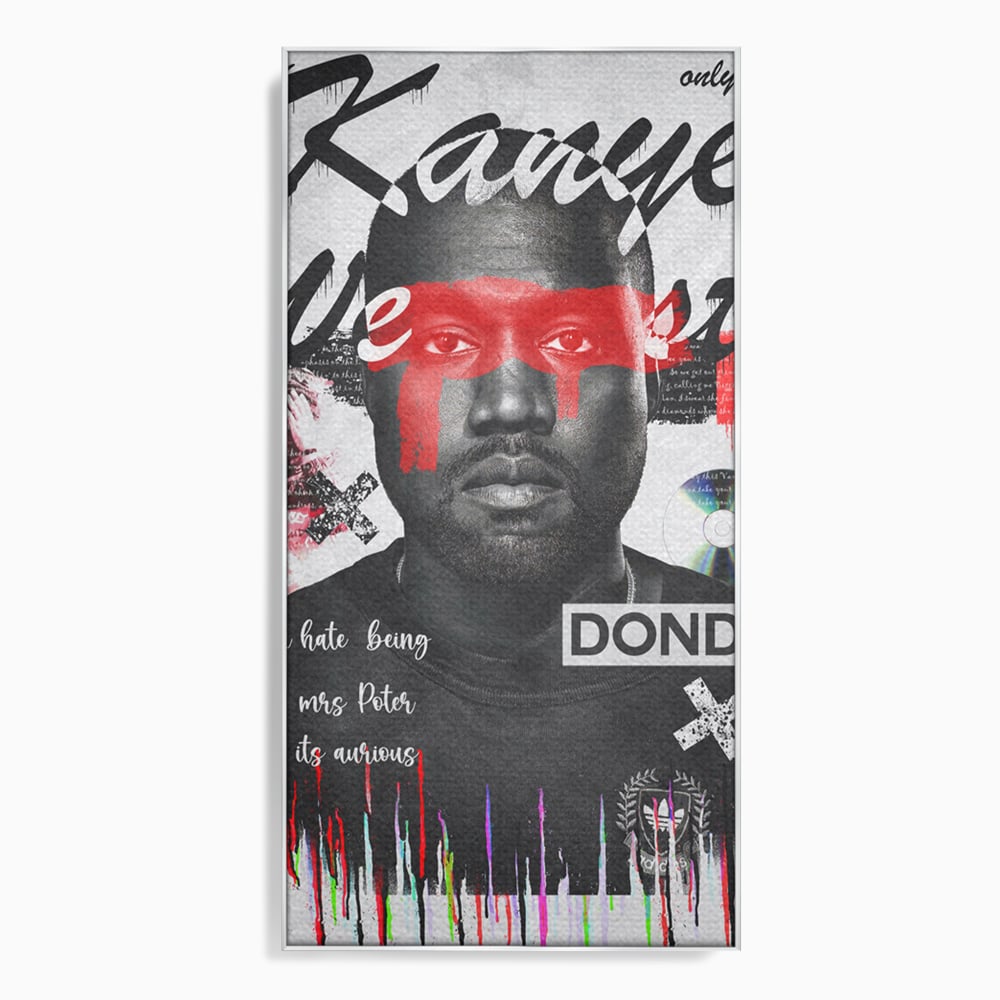 Tablou Canvas Premium LuxCanva® A1015, Kanye Omari West , Decorativ, Cantaret, Artisit, Rapper, Culori Vibrante