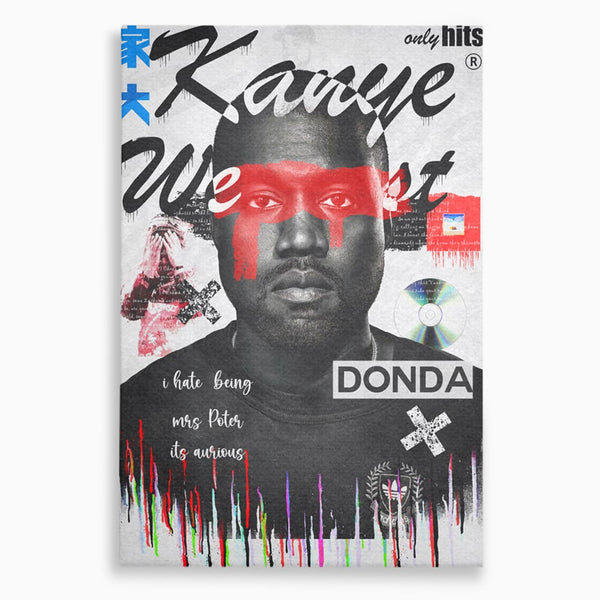Tablou Canvas Premium LuxCanva® A1015, Kanye Omari West , Decorativ, Cantaret, Artisit, Rapper, Culori Vibrante