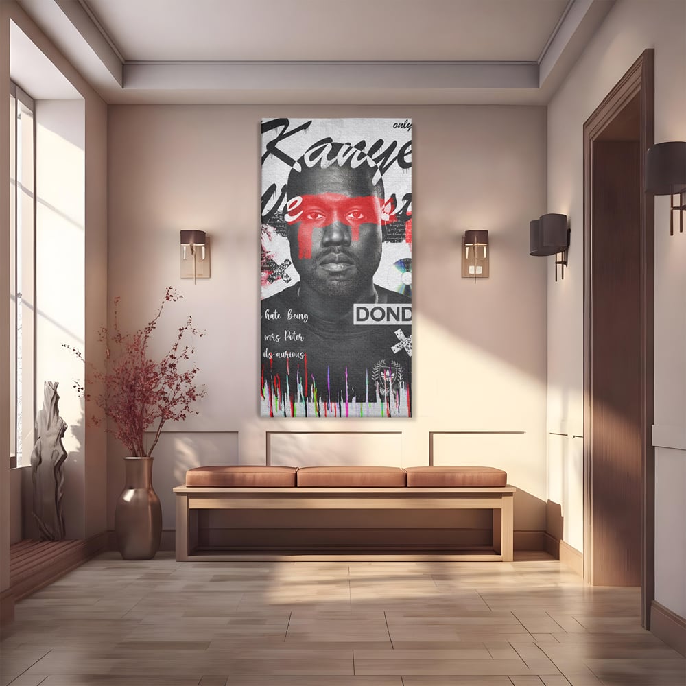 Tablou Canvas Premium LuxCanva® A1015, Kanye Omari West , Decorativ, Cantaret, Artisit, Rapper, Culori Vibrante