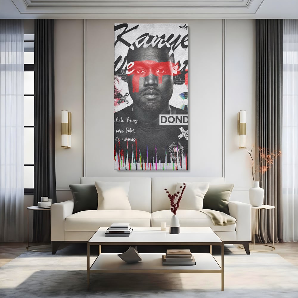 Tablou Canvas Premium LuxCanva® A1015, Kanye Omari West , Decorativ, Cantaret, Artisit, Rapper, Culori Vibrante