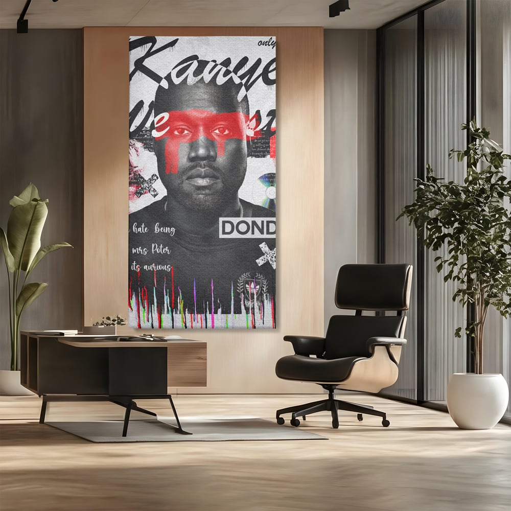 Tablou Canvas Premium LuxCanva® A1015, Kanye Omari West , Decorativ, Cantaret, Artisit, Rapper, Culori Vibrante