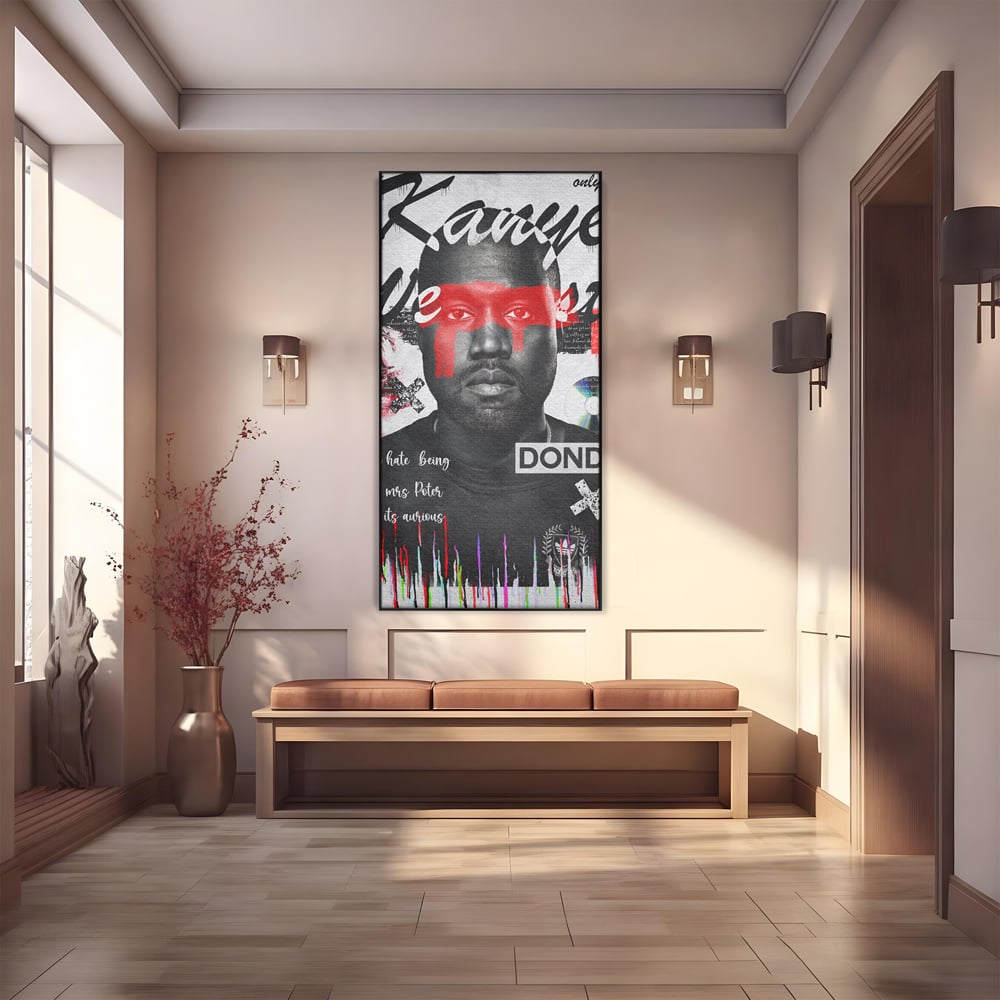 Tablou Canvas Premium LuxCanva® A1015, Kanye Omari West , Decorativ, Cantaret, Artisit, Rapper, Culori Vibrante