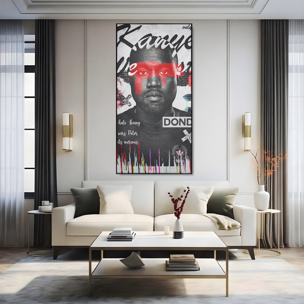 Tablou Canvas Premium LuxCanva® A1015, Kanye Omari West , Decorativ, Cantaret, Artisit, Rapper, Culori Vibrante