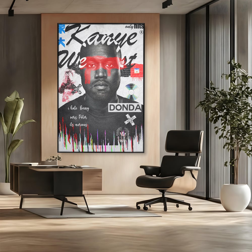 Tablou Canvas Premium LuxCanva® A1015, Kanye Omari West , Decorativ, Cantaret, Artisit, Rapper, Culori Vibrante
