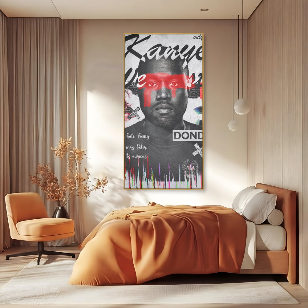 Tablou Canvas Premium LuxCanva® A1015, Kanye Omari West , Decorativ, Cantaret, Artisit, Rapper, Culori Vibrante