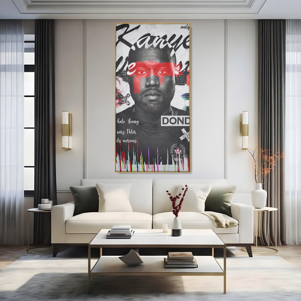 Tablou Canvas Premium LuxCanva® A1015, Kanye Omari West , Decorativ, Cantaret, Artisit, Rapper, Culori Vibrante
