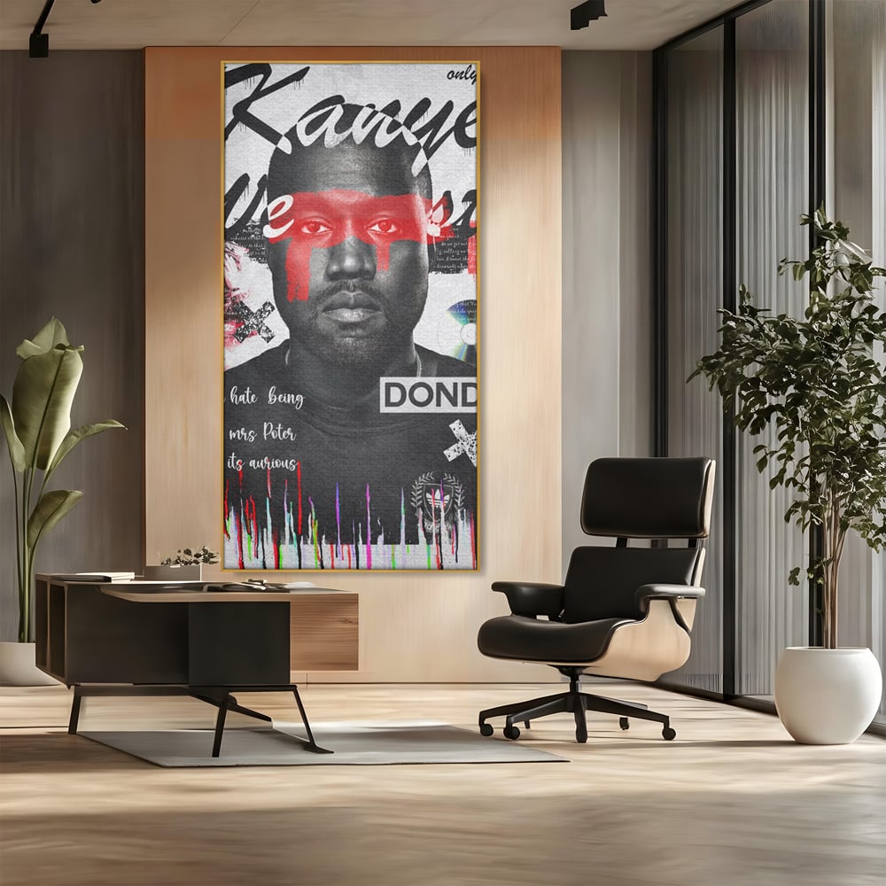 Tablou Canvas Premium LuxCanva® A1015, Kanye Omari West , Decorativ, Cantaret, Artisit, Rapper, Culori Vibrante