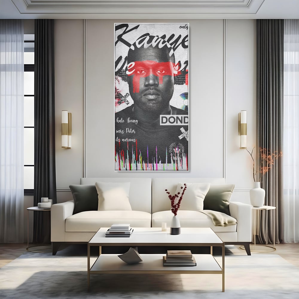 Tablou Canvas Premium LuxCanva® A1015, Kanye Omari West , Decorativ, Cantaret, Artisit, Rapper, Culori Vibrante