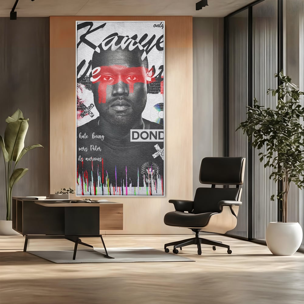 Tablou Canvas Premium LuxCanva® A1015, Kanye Omari West , Decorativ, Cantaret, Artisit, Rapper, Culori Vibrante