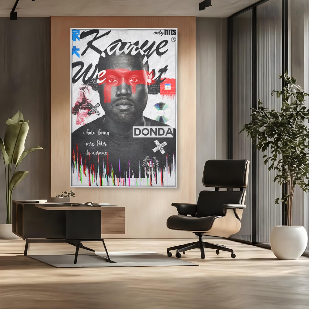 Tablou Canvas Premium LuxCanva® A1015, Kanye Omari West , Decorativ, Cantaret, Artisit, Rapper, Culori Vibrante