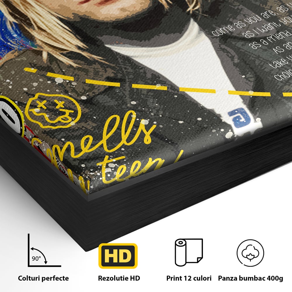 Leinwandbilder Premium LuxCanva® A1016, Kurt Donald Cobain , Dekorativ, Sänger, Gitarrist, Rockstar, Lebendige Farben