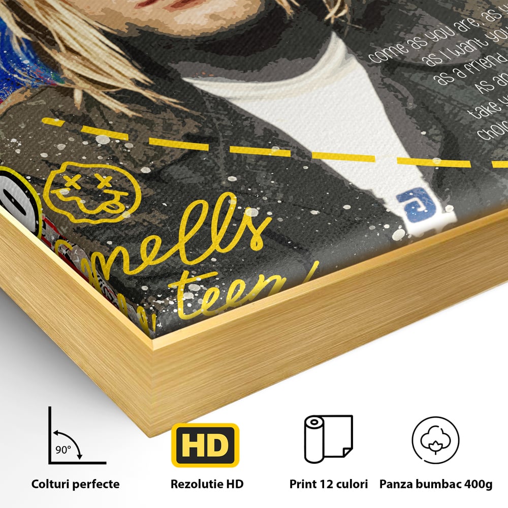Leinwandbilder Premium LuxCanva® A1016, Kurt Donald Cobain , Dekorativ, Sänger, Gitarrist, Rockstar, Lebendige Farben