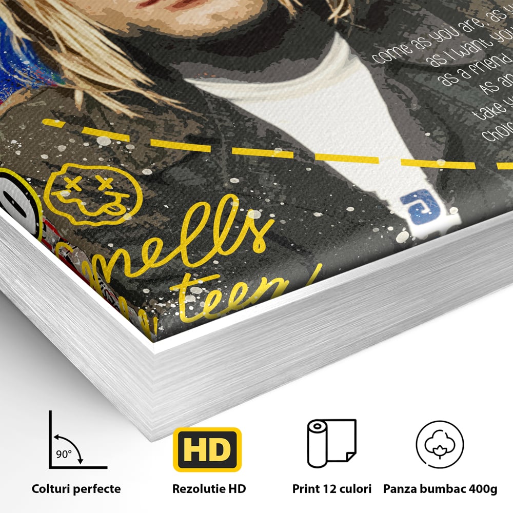 Leinwandbilder Premium LuxCanva® A1016, Kurt Donald Cobain , Dekorativ, Sänger, Gitarrist, Rockstar, Lebendige Farben
