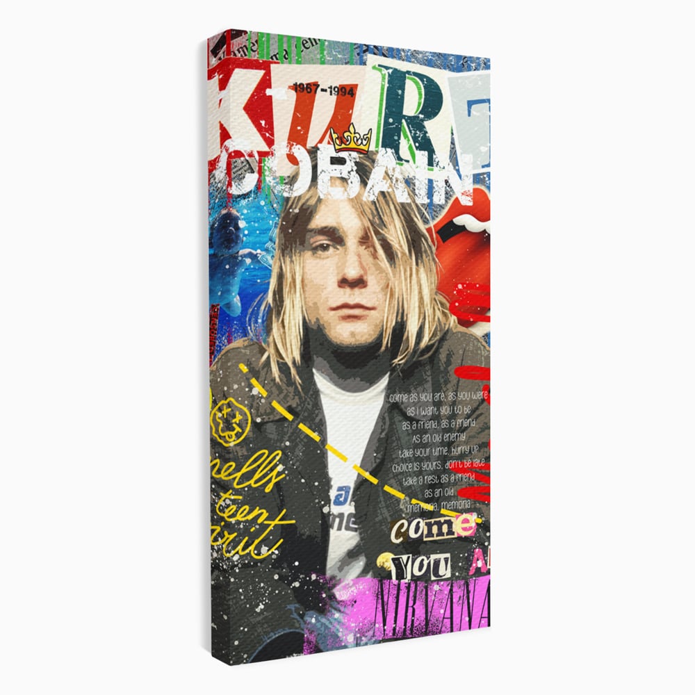 Leinwandbilder Premium LuxCanva® A1016, Kurt Donald Cobain , Dekorativ, Sänger, Gitarrist, Rockstar, Lebendige Farben
