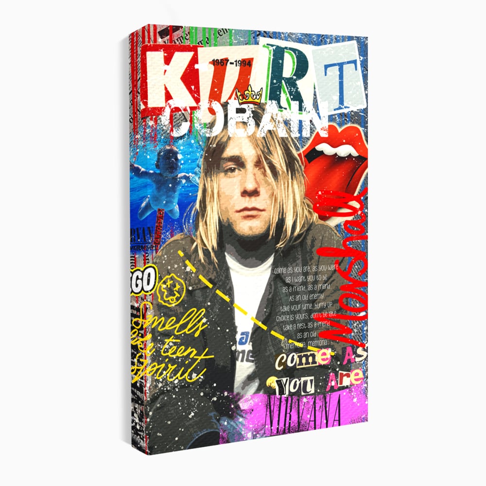 Leinwandbilder Premium LuxCanva® A1016, Kurt Donald Cobain , Dekorativ, Sänger, Gitarrist, Rockstar, Lebendige Farben