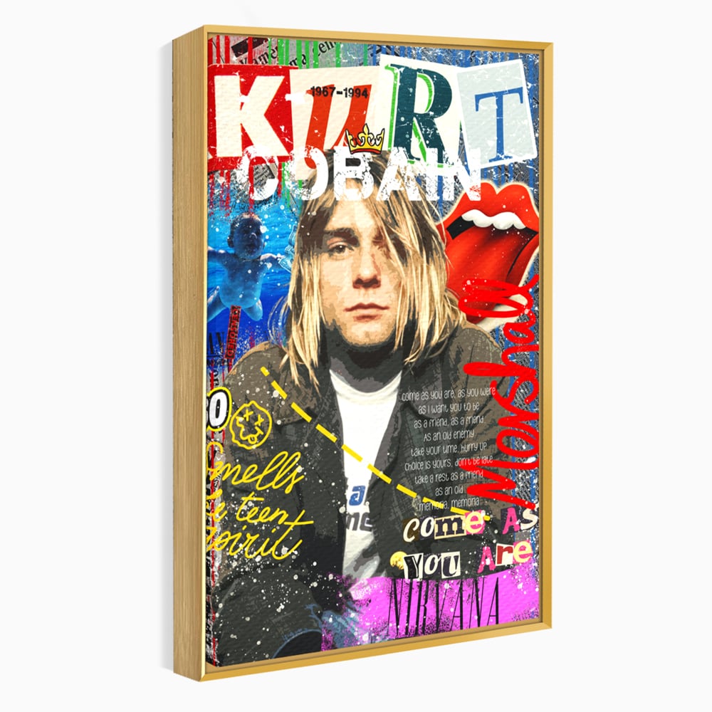 Leinwandbilder Premium LuxCanva® A1016, Kurt Donald Cobain , Dekorativ, Sänger, Gitarrist, Rockstar, Lebendige Farben