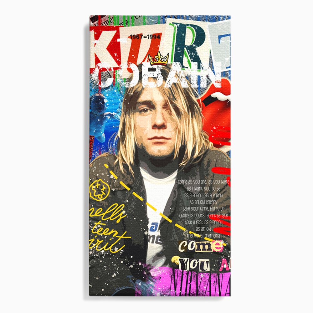 Leinwandbilder Premium LuxCanva® A1016, Kurt Donald Cobain , Dekorativ, Sänger, Gitarrist, Rockstar, Lebendige Farben