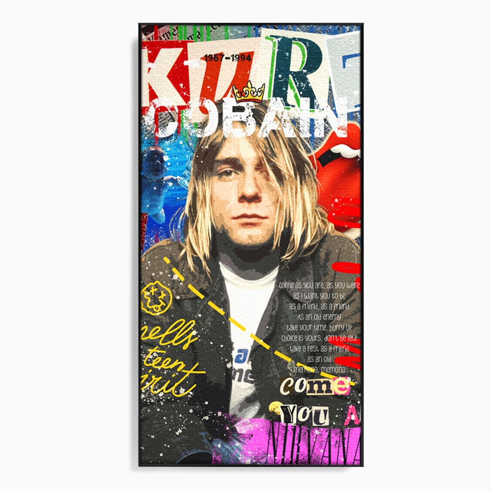 Leinwandbilder Premium LuxCanva® A1016, Kurt Donald Cobain , Dekorativ, Sänger, Gitarrist, Rockstar, Lebendige Farben
