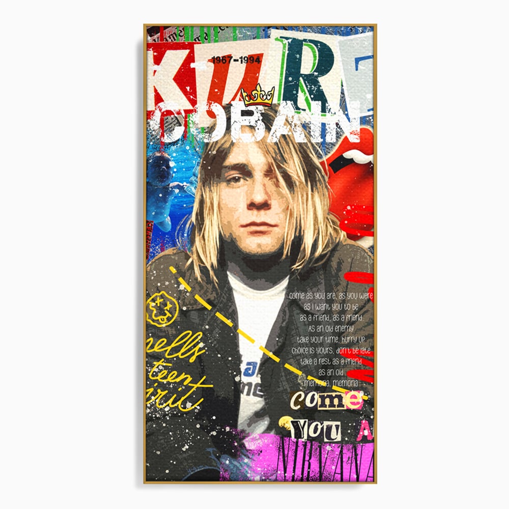 Leinwandbilder Premium LuxCanva® A1016, Kurt Donald Cobain , Dekorativ, Sänger, Gitarrist, Rockstar, Lebendige Farben