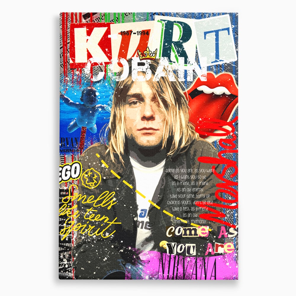 Leinwandbilder Premium LuxCanva® A1016, Kurt Donald Cobain , Dekorativ, Sänger, Gitarrist, Rockstar, Lebendige Farben